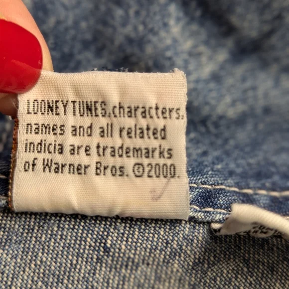 Vintage 2000 Looney Tunes Denim Overalls Bugs Bunny Embroidered Size L Overalls